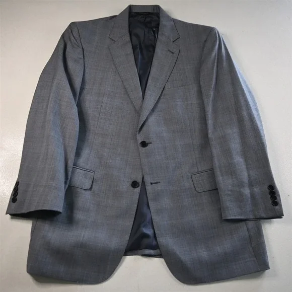 Jos A Bank 43L 36x34 Light Blue Glenn Check 100% Wool Gordon Mens Suit